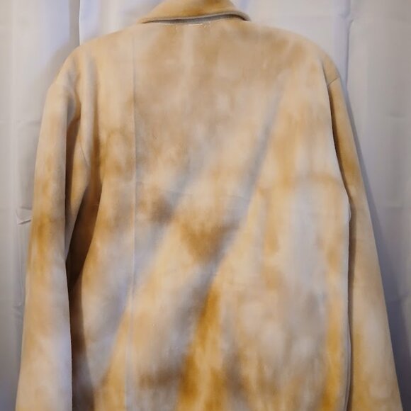 Nwt Fleece Full Zip up Sweatshirt women M Tan Tie Dye Collared w/ Zip Pockets - Picture 8 of 10